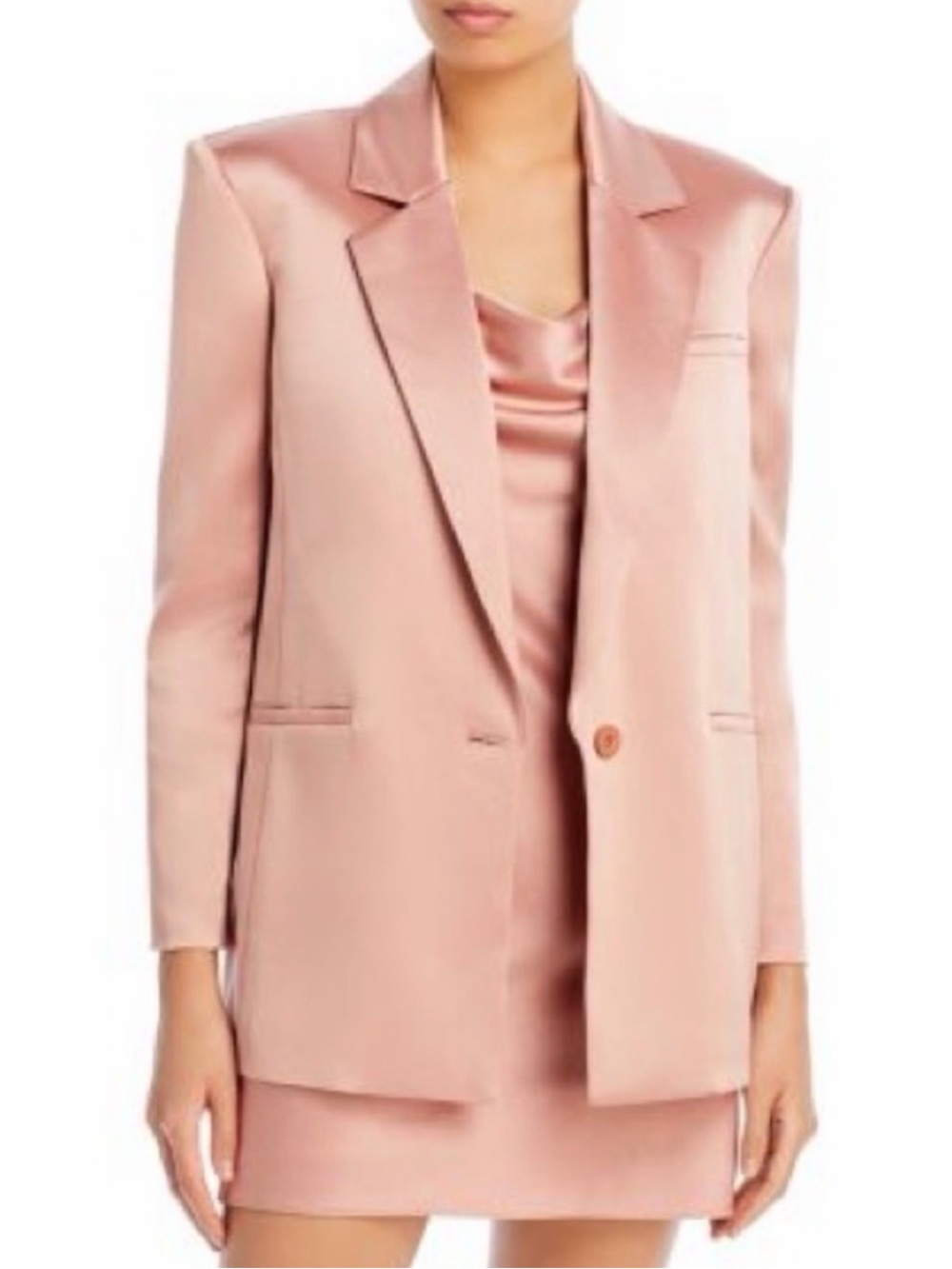 Alice + Olivia Rose Blush Satin Single-Button Blazer | Size 6